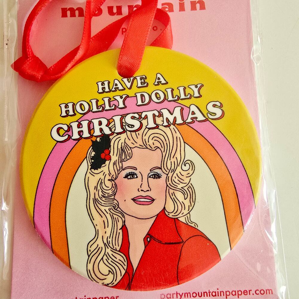NIP Party Mountain Have a Holly Dolly Christmas Holiday Ornament Ceramic - Picture 4 of 5